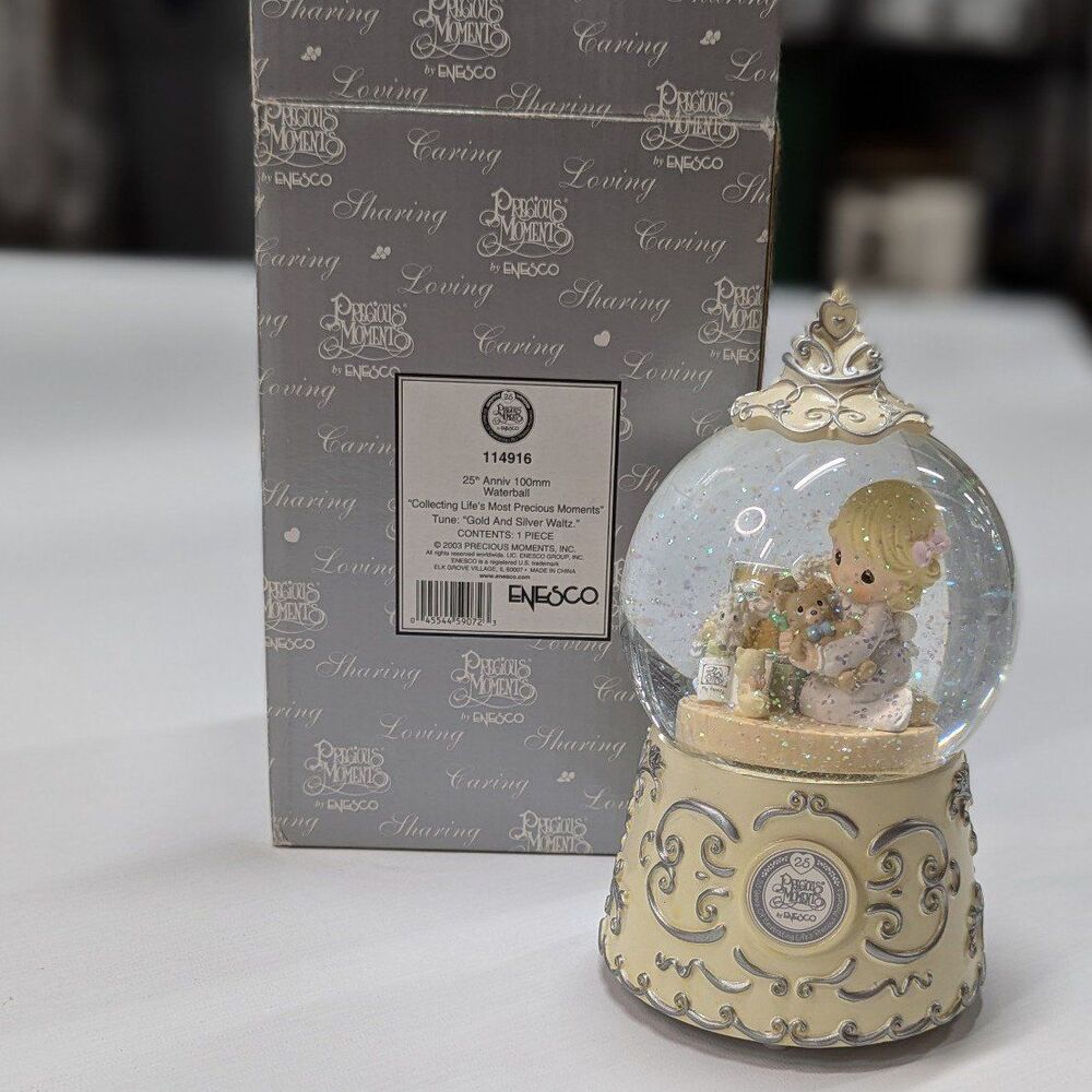 Y2K Precious Moments 25th Anniversary Musical Snow Globe 2003 w Box